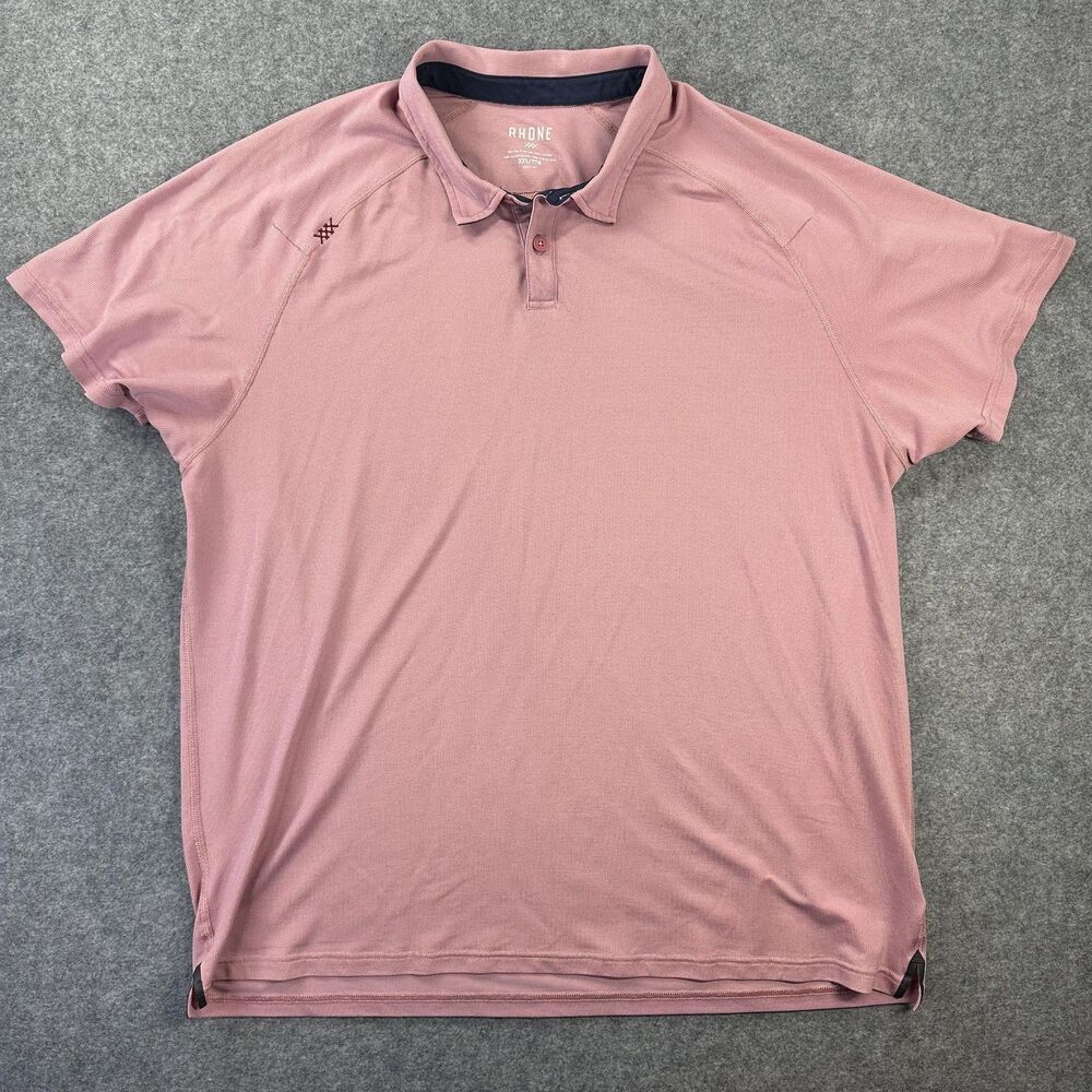 Rhone Polo Shirt Mens 2XL Pink Solid Golf Performance Stretch Lightweight Tech
